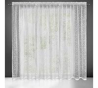 Eurofirany Amanda Cortina con Cinta de Cortina - 1 Pz, Cortina de Ventana, Cortina Transparente, Cortina de Visillo para Salón Dormitorio Habitación de Niños Comedor, 300x270 cm, Blanco