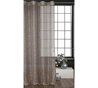 Eurofirany Amanda Cortina con Ojales - 1 Pz, Cortina de Ventana, Cortina Transparente, Cortina de Visillo para Salón Dormitorio Habitación de Niños Comedor, 140x250 cm, Beige