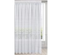 Eurofirany ARGEA Cortina Translucida con Cinta de Cortina - 1 Pz. Cortina para Ventana para Sala de Estar Dormitorio Moderno La Habitación de los Niños Comedor, 350x250 cm, Blanco