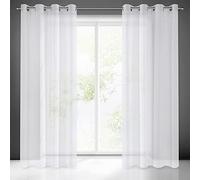 Eurofirany ARGEA Cortina Translucida con Ojales - 1 Pz. Cortina para Ventana para Sala de Estar Dormitorio Moderno La Habitación de los Niños Comedor, 140x250 cm, Blanco