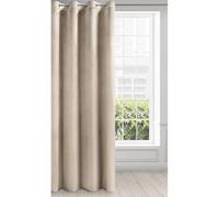 Eurofirany Cortina de Terciopelo con Ojales - 1 Panel, Tratamiento de Ventana Opaca, Cortinas para Dormitorio, Cocina, Sala de Estar, Súper Suave, 140x250 cm, Beige