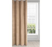 Eurofirany Cortina de Terciopelo con Ojales - 1 Panel, Tratamiento de Ventana Opaca, Cortinas para Dormitorio, Cocina, Sala de Estar, Súper Suave, 140x250 cm, Beige Oscuro
