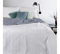 Eurofirany Design91 Luiz - Colcha de Doble Cara, Protector de sillones, Manta de Terciopelo, Manta de sofá Suave, Acolchado, 70 x 160 cm, 170 x 210 cm, 220 x 240 cm, Tela, Color Blanco y Plateado