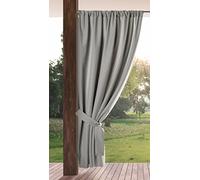 Eurofirany GARDEN Cortinas Exterior con Rod Bolsillo - 1 pz. Cortina de Exterior Impermeable, Resistentes al Viento, Cortina para Jardín, Patio, Balcón, Terazza, 155x200 cm, Light Grey