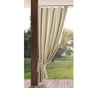 Eurofirany Garden Outdoorvorhäng mit Schlaufenschal- 1 STK. Abnehmbaren Schlaufen, Sonnenschutz Sichtschutz Winddicht Wasserdicht Vorhäng für Pavillon Terrasse Pergola, 155x200 cm, Hellbeige