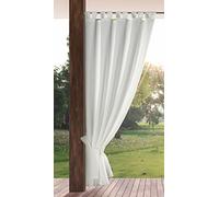 Eurofirany Garden Outdoorvorhäng mit Schlaufenschal- 1 STK. Abnehmbaren Schlaufen, Sonnenschutz Sichtschutz Winddicht Wasserdicht Vorhäng für Pavillon Terrasse Pergola, 155x240 cm, Weiß