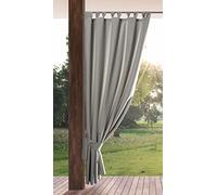 Eurofirany Garden Outdoorvorhäng mit Schlaufenschal- 1 STK. Abnehmbaren Schlaufen, Sonnenschutz Sichtschutz Winddicht Wasserdicht Vorhäng für Pavillon Terrasse Pergola, 155x220 cm, Hellgrau