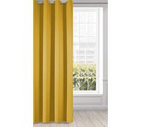 Eurofirany Logan Cortina Opaca Extralarga - 1 Unidad, Ojales, Bloquea la Luz, Oscurece la Habitación, Dormitorio, Sala de Estar, 135x250 cm, Amarillo Mostaza