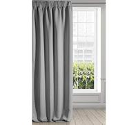 Eurofirany Logan Opaca Extralarga-1 Unidad, Cinta de Cortina, Bloquea la Luz, Oscurece la Habitación, Dormitorio, Sala de Estar, Poliéster, Gris, 135x270 cm