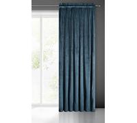 Eurofirany Pierre Cortina de Terciopelo con Cinta de Cortina - 1 Pz. Cortina Termicas Aislantes Visillo de Ventana Opaca para Dormitorio Salón Privacidad, 215 g/m², 140x300 cm, Azul Oscuro