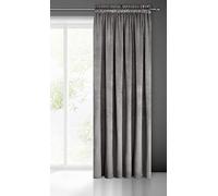 Eurofirany Pierre Cortina de Terciopelo con Cinta de Cortina - 1 Pz. Cortina Termicas Aislantes Visillo de Ventana Opaca para Dormitorio Salón Privacidad, 215 g/m², 140x300 cm, Gris Acero
