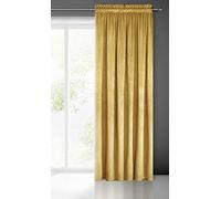 Eurofirany PIERRE Cortina de terciopelo con cinta fruncidora - 1 unidad - Cortina térmica aislante de terciopelo opaco para habitación infantil o salón, 140 x 300 cm, amarillo mostaza