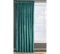 Eurofirany Rosa Cortina Opaca Terciopelo con Cinta de Cortina - 1 Unidad, Panel, Suave, Drapeado, Clásico, Elegante, Salón, Dormitorio, 200 g/m², 135x300 cm, Turquesa Oscura