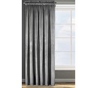 Eurofirany Rosa Cortina Opaca Terciopelo con Cinta de Cortina - 1 Unidad, Panel, Suave, Drapeado, Clásico, Elegante, Salón, Dormitorio, 200 g/m², 135x300 cm, Gris Acero