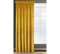 Eurofirany Rosa Cortina Opaca Terciopelo con Cinta de Cortina - 1 Unidad, Panel, Suave, Drapeado, Clásico, Elegante, Salón, Dormitorio, 200 g/m², 135x300 cm, Amarillo Mostaza