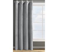 Eurofirany Rosa Cortina Opaca Terciopelo con Ojales - 1 Unidad, Panel, Suave, Drapeado, Clásico, Elegante, Salón, Dormitorio, 200 g/m², 140x250 cm, Gris