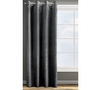 Eurofirany Rosa Cortina Opaca Terciopelo con Ojales - 1 Unidad, Panel, Suave, Drapeado, Clásico, Elegante, Salón, Dormitorio, 200 g/m², 140x250 cm, Negro