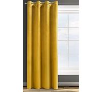 Eurofirany Rosa Cortina Opaca Terciopelo con Ojales - 1 Unidad, Panel, Suave, Drapeado, Clásico, Elegante, Salón, Dormitorio, 200 g/m², 140x250 cm, Amarillo Mostaza