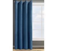 Eurofirany Rosa Cortina Opaca Terciopelo con Ojales - 1 Unidad, Panel, Suave, Drapeado, Clásico, Elegante, Salón, Dormitorio, 200 g/m², 140x250 cm, Azul Oscuro