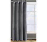 Eurofirany Rosa Cortina Opaca Terciopelo con Ojales - 1 Unidad, Panel, Suave, Drapeado, Clásico, Elegante, Salón, Dormitorio, 200 g/m², 140x250 cm, Gris Graphito