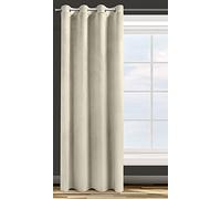 Eurofirany Rosa Cortina Opaca Terciopelo con Ojales - 1 Unidad, Panel, Suave, Drapeado, Clásico, Elegante, Salón, Dormitorio, 200 g/m², 140x250 cm, Beige