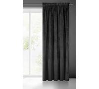 Eurofirany Villa Cortina Opaca Terciopelo con Cinta de Cortina - 1 Unidad, Panel, Suave, Clásico, Elegante, Salón, Dormitorio, Gruesa 290 g/m², 140x270 cm, Negro