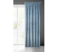 Eurofirany Villa Cortina Opaca Terciopelo con Cinta de Cortina - 1 Unidad, Panel, Suave, Clásico, Elegante, Salón, Dormitorio, Gruesa 290 g/m², 140x270 cm, Azul