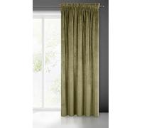 Eurofirany Villa Cortina Opaca Terciopelo con Cinta de Cortina - 1 Unidad, Panel, Suave, Clásico, Elegante, Salón, Dormitorio, Gruesa 290 g/m², 140x270 cm, Oliva
