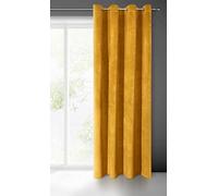 Eurofirany Villa Cortina Opaca Terciopelo con Ojales - 1 Unidad, Panel, Suave, Clásico, Elegante, Salón, Dormitorio, Gruesa 290 g/m², 140x250 cm, Amarillo Mostaza