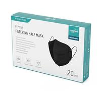 EUROPAPA® 20x Mascarilla de protección respiratoria antipolvo FFP2 de 5 capas, empaquetada individualmente, Negro