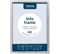 EUROPEL Marco de pantalla autoadhesivo magnético de PVC, A3, plateado, 2 unidades, adhesivo reposicionable, visible a doble cara, vertical, vertical, horizontal, 450 x 327 mm