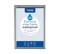 Europel Marco Economy Snap A3, impermeable, color plateado, perfil de aluminio de 25 x 11 mm, para pósteres de 29,7 x 42 cm, película antirreflectante, pantalla de publicidad, menús, hotel, oficina