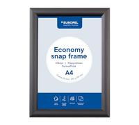 Europel Marco Economy Snap A4, color negro, perfil de aluminio de 25 x 11 mm, para carteles de 21 x 29,7 cm, película antirreflectante, visualización de publicidad, menús, hotel, oficina, restaurante
