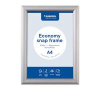 Europel Marco Economy Snap A4, color plateado, perfil de aluminio de 25 x 11 mm, para carteles de 21 x 29,7 cm, película antirreflectante, visualización de publicidad, menús, hotel, oficina,