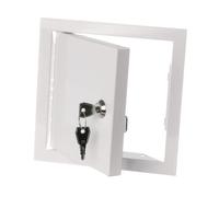 EUROPLAST 150x150mm Puerta de Inspección con Cerradura de Llave- Panel de Acceso Metálica - Trampilla para Pared o Techo - Acero Galvanizado Blanco