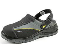 EuroRoutier Stingray Black Leather, Zuecos Zapatos de Seguridad Certificado CE EN ISO SB E+FO+SRC (44)