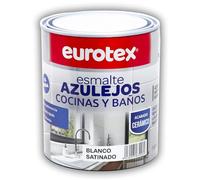 EUROTEX Pintura para Azulejos al Agua con muy buena adherencia SIN imprimación - Disponible en una gran variedad de colores - En Brillante o Satinado - Formato 750 ml (Blanco Satinado)