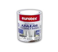 EUROTEX Pintura para Azulejos al Agua con muy buena adherencia SIN imprimación - Disponible en una gran variedad de colores - En Brillante o Satinado - Formato 750 ml (Gris Cemento Satinado)