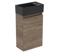 Eurovit Conjunto de mueble de baño (37 cm, Nogal/Negro, Orificios para grifo: Derecha)