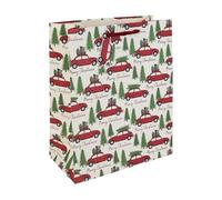 Eurowrap X-36100-2C - Voiture Noël, kraft blanc, sac large 26,5x14x33 cm - Lot de 12