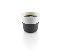 Eva Solo 501002 Taza de Cafe largo, 2 piezas, Silicona y porcelana, 230 ml, Carbon Black, Blanco/Negro