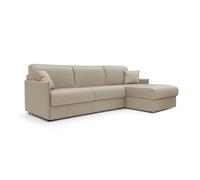 Evans sofá esquinero convertible en tela impermeable 252 cm derecho (mat. 140x197) beige