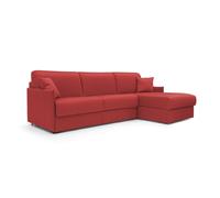 Evans sofá esquinero convertible en tela impermeable 252 cm derecho (mat. 140x197) rojo
