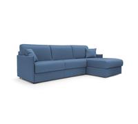 Evans sofá esquinero convertible en tela impermeable 252 cm izquierdo (mat. 140x197) azul