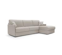 Evans sofá esquinero convertible en tela impermeable 252 cm izquierdo (mat. 140x197) crema