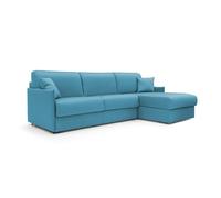 Evans sofá esquinero convertible en tela impermeable 272 cm derecho (mat. 160x197) azul claro