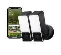 EVE Outdoor CAM Lote de 2 - cámara Segura con Foco, máxima Seguridad y privacidad (HomeKit Secure Video), 1080p, visión Nocturna, Wi-Fi (2,4 GHz), Sensor de Movimiento, comunicación bidireccional