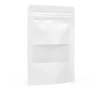 Evergreen Goods - Bolsa de papel kraft con cierre de cremallera, 90 x 14 cm | Blanco, resellable al calor, reutilizable, embalaje de producto autónomo con ventana, té, granos de café, nueces, semillas