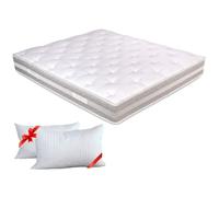 EVERGREENWEB - Colchón 140x200 cm, Alto 25 cm con Topper de Espuma viscoelástica, Efecto Pluma, Extraíble, Antiácaros | con 2 Almohadas viscoelásticas Gratis