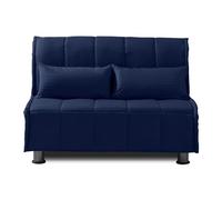 EVERGREENWEB Sofá-Cama 2 Plazas Convertible 2 en 1 con Colchón Doble Ortopédico Plegable 120x190 cm, Funda Azul Extraíble Lavable, Cojines Incluidos, Estructura Reforzada en Metal con 4 Pies | EVENING